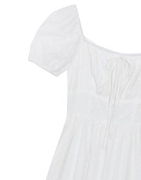 Embroidered Ditsy Floral Maxi Dress with Puff Sleeves and Ruffled Hem