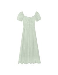 Embroidered Ditsy Floral Maxi Dress with Puff Sleeves and Ruffled Hem