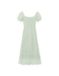 Embroidered Ditsy Floral Maxi Dress with Puff Sleeves and Ruffled Hem