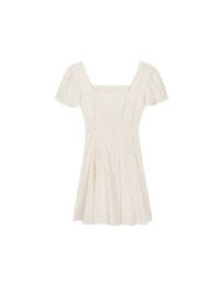 Square Neck Puff Sleeve Ditzy Floral Flare Mini Dress