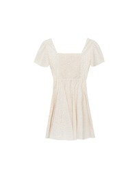 Square Neck Puff Sleeve Ditzy Floral Flare Mini Dress
