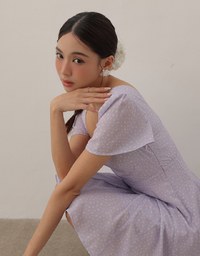 Square Neck Puff Sleeve Ditzy Floral Flare Mini Dress