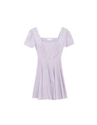 Square Neck Puff Sleeve Ditzy Floral Flare Mini Dress