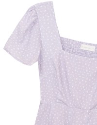 Square Neck Puff Sleeve Ditzy Floral Flare Mini Dress