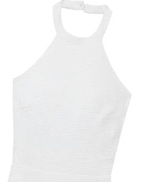 Textured Sleeveless Halter Padded Mini Dress with Ruffled Hem