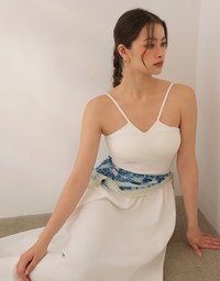 Halter V Neck Spliced Camisole Padded Maxi Dress