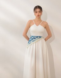 Halter V Neck Spliced Camisole Padded Maxi Dress