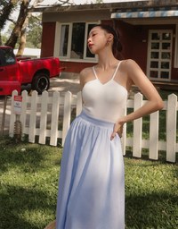 Halter V Neck Spliced Camisole Padded Maxi Dress