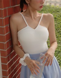 Halter V Neck Spliced Camisole Padded Maxi Dress