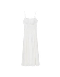 Embossed Texture Cinched Waist Padded Flowy Maxi Dress