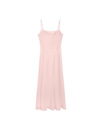 Embossed Texture Cinched Waist Padded Flowy Maxi Dress