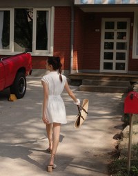 Collared Sleeveless Button Front Mini Shirt Dress