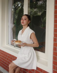 Collared Sleeveless Button Front Mini Shirt Dress