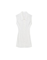 Collared Sleeveless Button Front Mini Shirt Dress