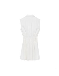 Collared Sleeveless Button Front Mini Shirt Dress