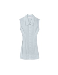 Collared Sleeveless Button Front Mini Shirt Dress