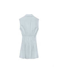 Collared Sleeveless Button Front Mini Shirt Dress