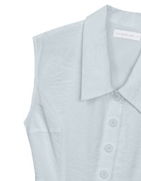 Collared Sleeveless Button Front Mini Shirt Dress