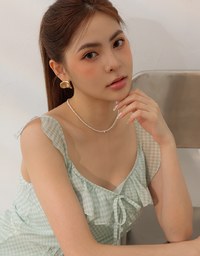 Sheer Ruffle Gingham Sleeveless Padded Maxi Dress