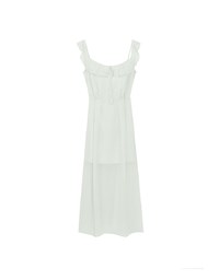Sheer Ruffle Gingham Sleeveless Padded Maxi Dress