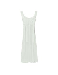 Sheer Ruffle Gingham Sleeveless Padded Maxi Dress