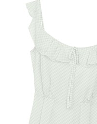 Sheer Ruffle Gingham Sleeveless Padded Maxi Dress