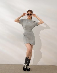AIRY HOURGLASS Casual Sculpted Waist Mini Dress with AIR SPACE Logo Embroidered