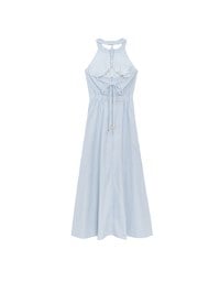 Beaded Back Tie Halterneck Padded Maxi Dress
