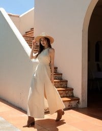 Beaded Back Tie Halterneck Padded Maxi Dress