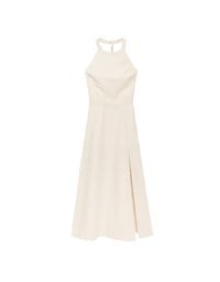 Beaded Back Tie Halterneck Padded Maxi Dress