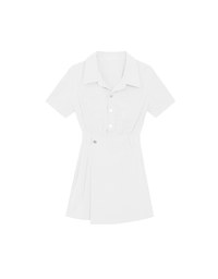 Short Sleeve Snap Button Shirt Collar Mini Dress