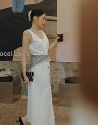 Sleeveless Button Front Maxi Dress with Pockets