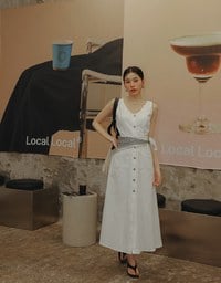 Sleeveless Button Front Maxi Dress with Pockets