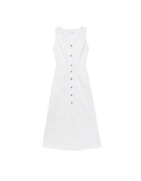 Sleeveless Button Front Maxi Dress with Pockets