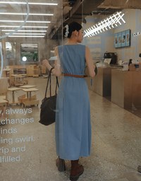 Sleeveless Button Front Maxi Dress with Pockets