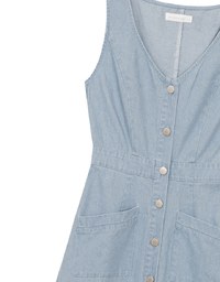 Sleeveless Button Front Maxi Dress with Pockets