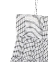 2 Way Halter Tie Gingham Padded Mini Dress with Ruffle Trim