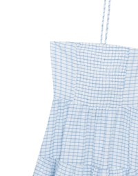 2 Way Halter Tie Gingham Padded Mini Dress with Ruffle Trim