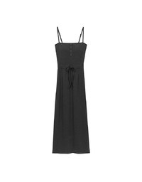 Buttoned Ribbed Knit Bodycon Padded Cami Maxi Dress