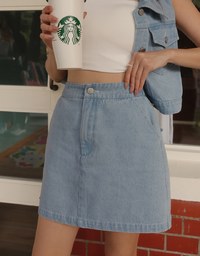 Classic Button Front Cropped Jeans Denim Vest Jacket