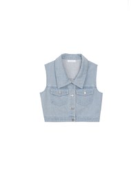 Classic Button Front Cropped Jeans Denim Vest Jacket