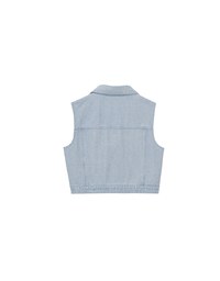 Classic Button Front Cropped Jeans Denim Vest Jacket
