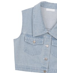 Classic Button Front Cropped Jeans Denim Vest Jacket