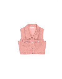 Classic Button Front Cropped Jeans Denim Vest Jacket