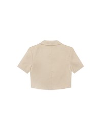 Tailored Short Sleeve Cropped Suit Jacket (with Shoulder Pads)