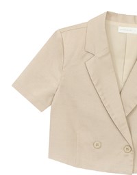 Tailored Short Sleeve Cropped Suit Jacket (with Shoulder Pads)