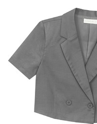 Tailored Short Sleeve Cropped Suit Jacket (with Shoulder Pads)