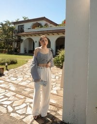 Gingham Outerwear Shirt and Elastic Hem Crop Top Set Wear