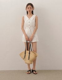 Sailor Collar Sleeveless Button Front Jumsuit