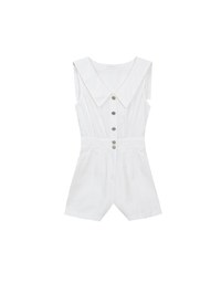 Sailor Collar Sleeveless Button Front Jumsuit